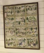 A set of twelve Indian School paintings on silk, mounted as one A set of twelve Indian School