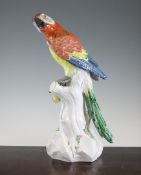 A large Meissen figure of a parrot, 20th century, 17in. A large Meissen figure of a parrot, 20th