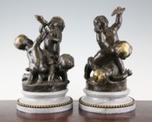 After Clodion. A pair of bronze figure groups After Clodion. A pair of bronze figure groups modelled