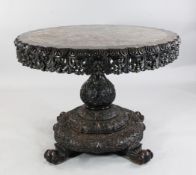 A 19th century Anglo-Chinese centre table A 19th century Anglo-Chinese carved rosewood and marble