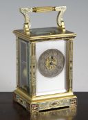 An early 20th century French hour repeating carriage clock, 5.75in. An early 20th century French