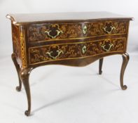 A 19th century Italian serpentine shape walnut commode, W.4ft 3in. A 19th century Italian serpentine