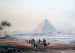 Frederick Goodall (1822-1904) Camel train before the pyramids, 24 x 34in. Frederick Goodall (1822-