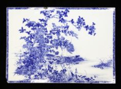 A large Japanese Seto ware blue and white plaque A large Japanese Seto ware blue and white plaque,