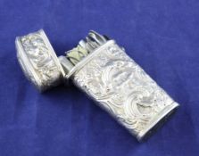 An unmarked 18th century silver etui, An unmarked 18th century silver etui, embossed with pagodas