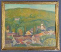 Ernest Ventrillon (1884-1953) View of a French town, 17.5 x 21in. Ernest Ventrillon (1884-1953)oil