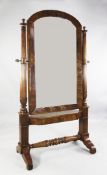 A 19th century Continental walnut cheval mirror, H.6ft 5in. A 19th century Continental walnut cheval