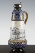 A Doulton Lambeth stoneware tapered cylindrical ewer, by Hannah Barlow, c.1880, 11in. A Doulton