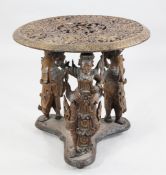 A Burmese carved circular occasional table, W.2ft 1in. A Burmese carved circular occasional table,