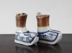 A pair of Chinese blue and white jostick holders A pair of Chinese blue and white jostick holders,