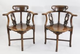 A pair of Chinese huali chairs, 19th century, A pair of Chinese huali chairs, 19th century, each