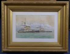 A. Glanville HMS Victoria and another steam ship, 9 x 14.5in. A. Glanvillewatercolour,HMS Victoria