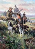 Gordon King (1939-) Sportsman and gun dogs, 16 x 12in. Gordon King (1939-)pair of oils on canvas,