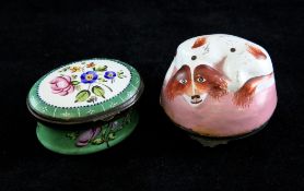 A South Staffordshire enamel pill box and another pill box A South Staffordshire enamel pill box,