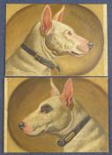 English School Portraits of Staffordshire Bull Terriers, `Marigold` and `James`, 10 x 13.75in.;