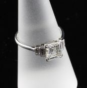 A 1940`s platinum and solitaire diamond ring, size O. A 1940`s platinum and solitaire diamond