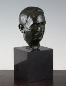 An early 20th century bronze bust of a gentleman, 9.5in. An early 20th century bronze bust of a