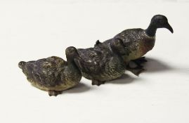 Two early 20th century Austrian cold painted bronze duck groups Two early 20th century Austrian cold