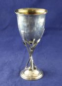 A Victorian silver goblet, 6.5 oz. A Victorian silver goblet, on crossed reed and oar supports, on