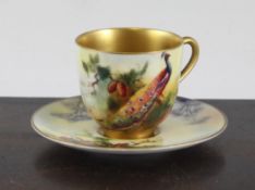 A Royal Worcester cabinet coffee cup and saucer, date code for 1919, 3.75in. A Royal Worcester