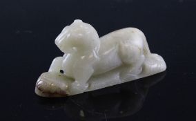 A Chinese pale grey jade figure of a horse, Ming dynasty or later, approx. 3in. (7.7cm) A Chinese