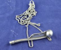 A late 19th century French? silver bosun`s call, 4in. A late 19th century French? silver bosun`s