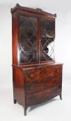 An early 19th century mahogany secretaire bookcase, H.7ft 3in. An early 19th century mahogany