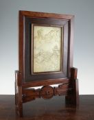 A Chinese bowenite and rosewood table screen, 20.25in. (51.5cm) A Chinese bowenite and rosewood