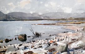 Edward Wesson (1910-1983) Lake scene, 12.5 x 19.75in. Edward Wesson (1910-1983)watercolour,Lake