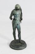 After the Antique. A verdigris bronze figure of Narcissus, 24.5in. After the Antique. A verdigris