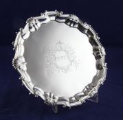 A George III silver waiter, 11 oz. A George III silver waiter, of shaped circular form, with