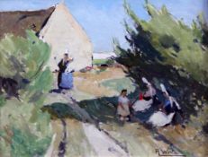 Raymond Wintz (1884-1956) Ladies in the shade, 12.5 x 15.5in. Raymond Wintz (1884-1956)oil on