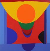 Sir Terry Frost (1915-2003) `Malaga Blue and Orange`, overall 22 x 21.5in. Sir Terry Frost (1915-