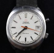A gentleman`s late 1960`s/early 1970`s stainless steel Omega Chronostop manual wind wrist watch, A