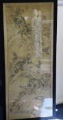 A pair of Japanese paintings on silk A pair of Japanese paintings on silk, depicting huntsmen,