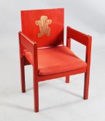 Royal Interest: A Prince of Wales Investiture chair in red, designed by Lord Snowdon for Prince