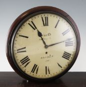 An early 19th century mahogany wall timepiece, 14in. An early 19th century mahogany wall