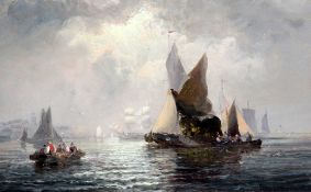 William Thornley (1857-1935) Fishing boats off the coast, 10 x 14in. William Thornley (1857-1935)
