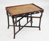 A 20th century Chinese rosewood rectangular tray top table, W.2ft 2in. A 20th century Chinese