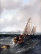 19th century English School Fishing boats and other shipping off the coast, 20 x 16in. 19th