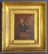 Early 19th century English School Three quarter length portrait of a seated gentleman, 10.5 x 8in.