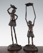 A pair of Japanese bronze figures of Ashinaga and Tenaga A pair of Japanese bronze figures of