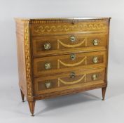 An early 19th century Dutch satinwood and marquetry inlaid secretaire chest, W.3ft 2in. An early