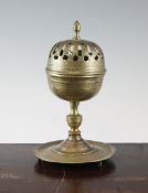 An 18th century Islamic bronze incense burner, 9in. An 18th century Islamic bronze incense burner,