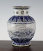 A Doulton Lambeth stoneware globular vase, by Hannah Barlow, c.1876, 8in. A Doulton Lambeth