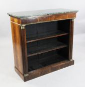 A George IV rosewood open bookcase, W.3ft 2in. A George IV rosewood open bookcase, with green marble