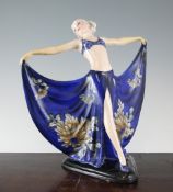 An Art Deco Goldscheider pottery figure of a dancing lady An Art Deco Goldscheider pottery figure of