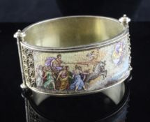 An Italian silver gilt and micromosaic stiff bracelet, An Italian silver gilt and micromosaic