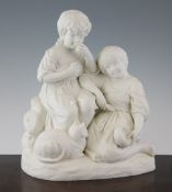 A Copeland parian group of two girls with a cat, late 19th century, 12.5in. A Copeland parian