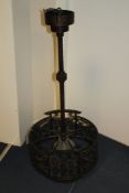 An Art Deco wrought iron circular ceiling light, in the manner of Edgar Brandt, 3ft 3in. An Art Deco